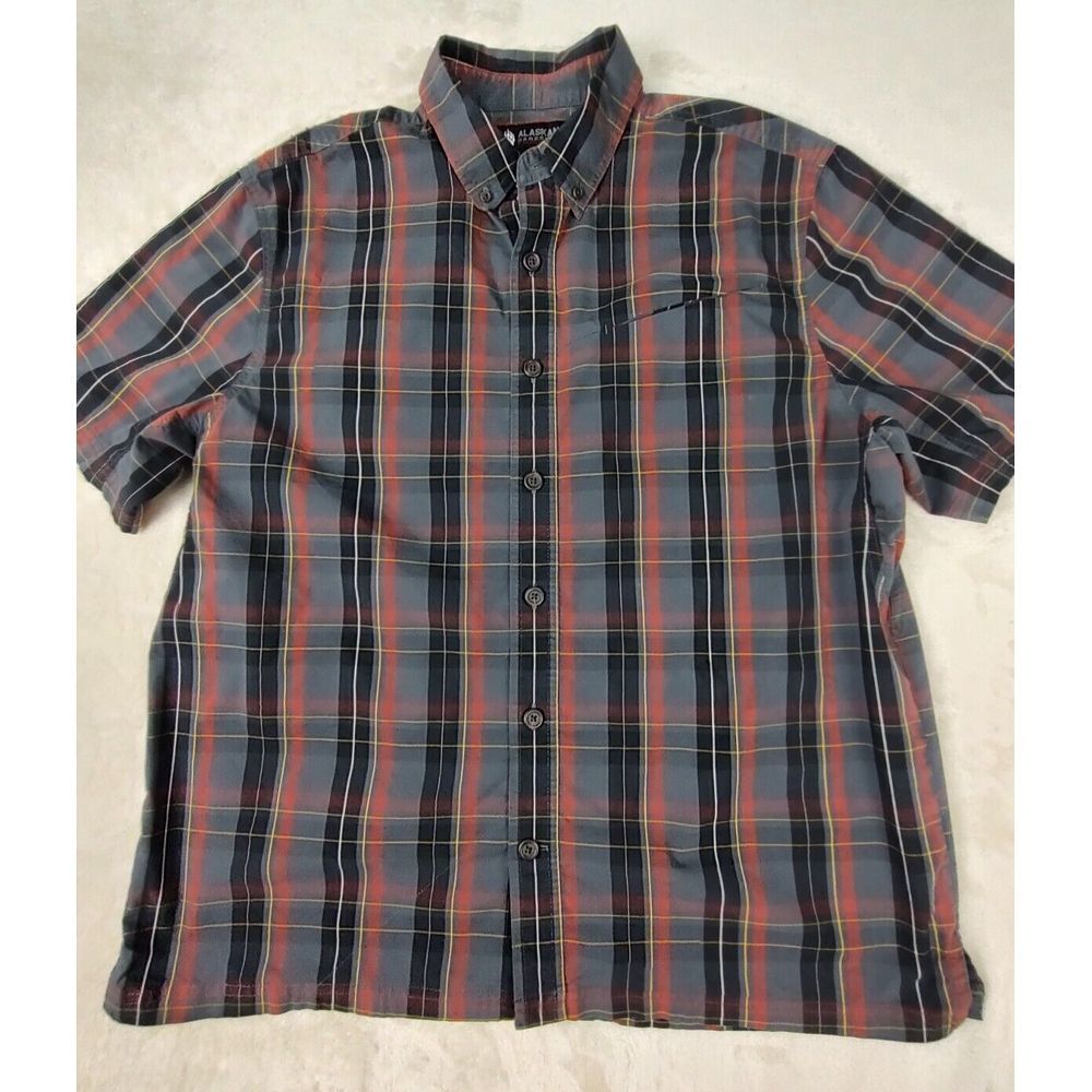 Alaskan Hardgear Shirt Men's L Multicolor Plaid Polyester Blend Short Sleeve